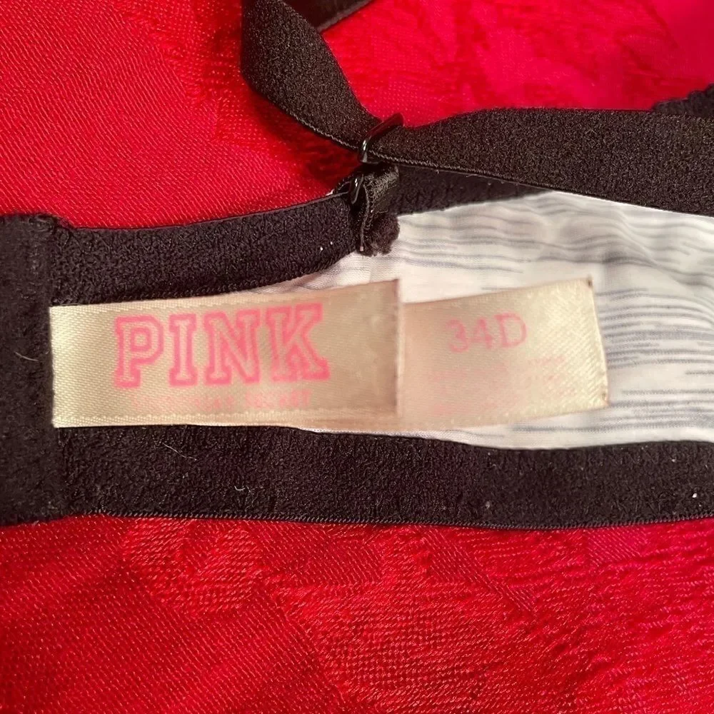 GRAY & WHITE STRIPE BRA VICTORIAS SECRET PINK WEAR EVERYWHERE 34D